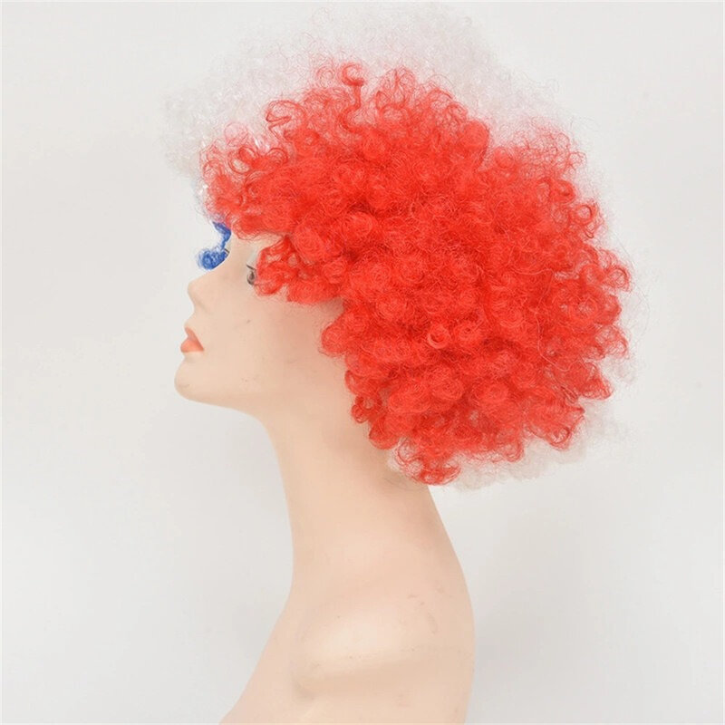Football Fan Explosive Head Cosplay Wig French Flag Colored Fan Cheerleaders Wig Supplies Carnival Props Daily Party Use
