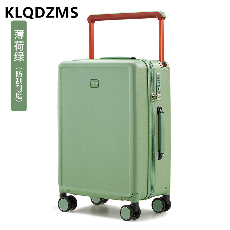 KLQDZMS bagasi kabin pria dan wanita kotak asrama Universal 20 "24 inci PC ritsleting bingkai aluminium casing troli koper bergulir