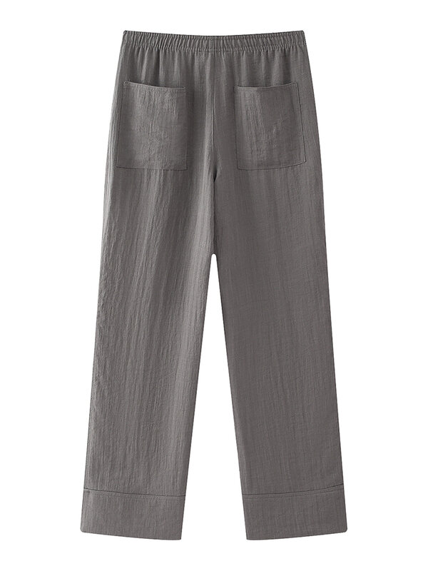 Damskie modny dwuczęściowy zestaw szaro sznurowane luźne płaszcze YK2 Vintage wysokiej spodnie z elastycznym pasem, eleganckie, topy damskie spodnie