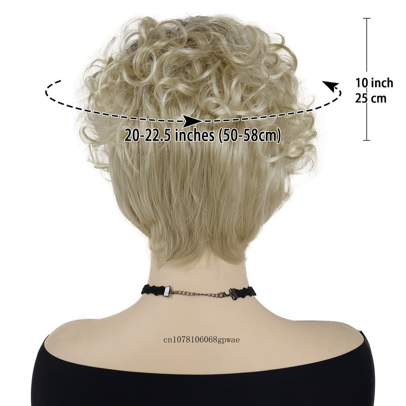 Ombre Blonde Wigs Synthetic Fiber Short Wigs with Bangs for Women Ladies Soft Fluffy Curly Hair Daily Cosplay Party Halloween