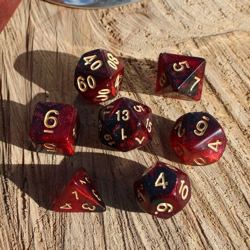 7 sztuk/zestaw głębokich czerwonych kości do galaktyki gwiaździstego nieba do gier stołowych w DND lochy i smoki D & D RPG odgrywanie roli na stole