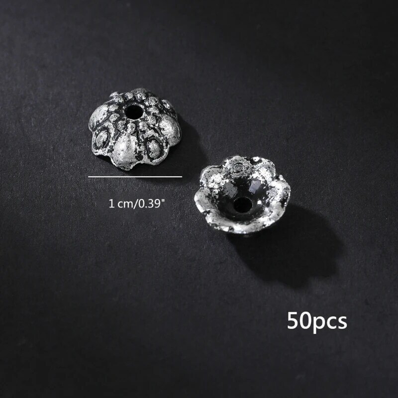652F 50Pcs Flower Spacer Antique Finishing Bead Jewelry Beads for DIY Crafts Friendship Bracelets Trumpet Flower Spacer