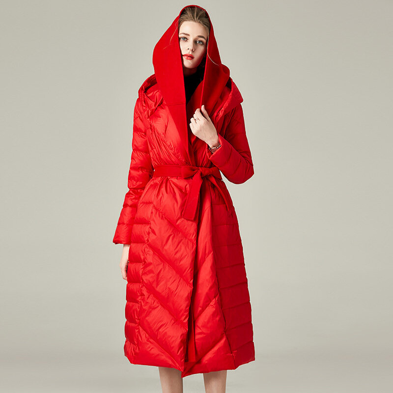 새로운 겨울 여성 블랙 화이트 오리 다운 코트 패션 숙녀 후드 스키 따뜻한 재킷, 2022