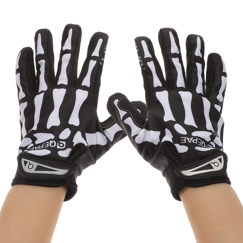Skull Riding Glove Full Finger Paw Short Black Ridding Unisex Scary Adults Autumn and Winter