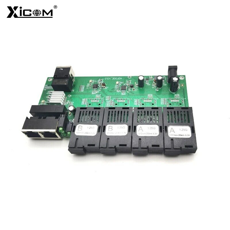 Commutateur Ethernet Gigabit placa metro, Fiber optique 4x1.25G, 3x100/1000M, Port RJ45 SC, carte PCBA, Simplex, 20KM