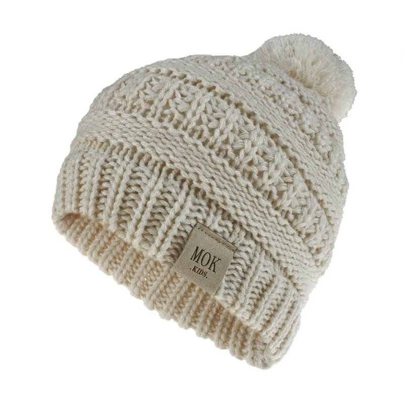 Girls Boys Child Hat Keep Warm Winter Casual Knitted Hat Wool Hairball Ski Hat Slogan Baseball Caps