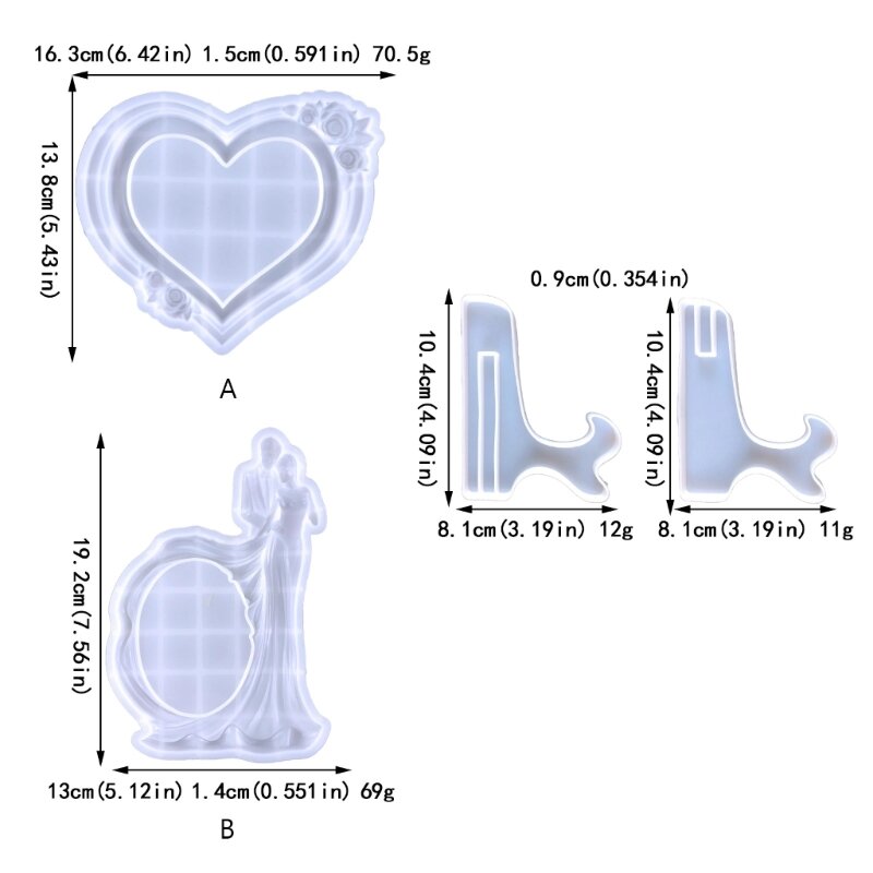 Silikonowy stojak do przechowywania formy żywica epoksydowa serce ramka na zdjęcia ślubne forma do dekoracji