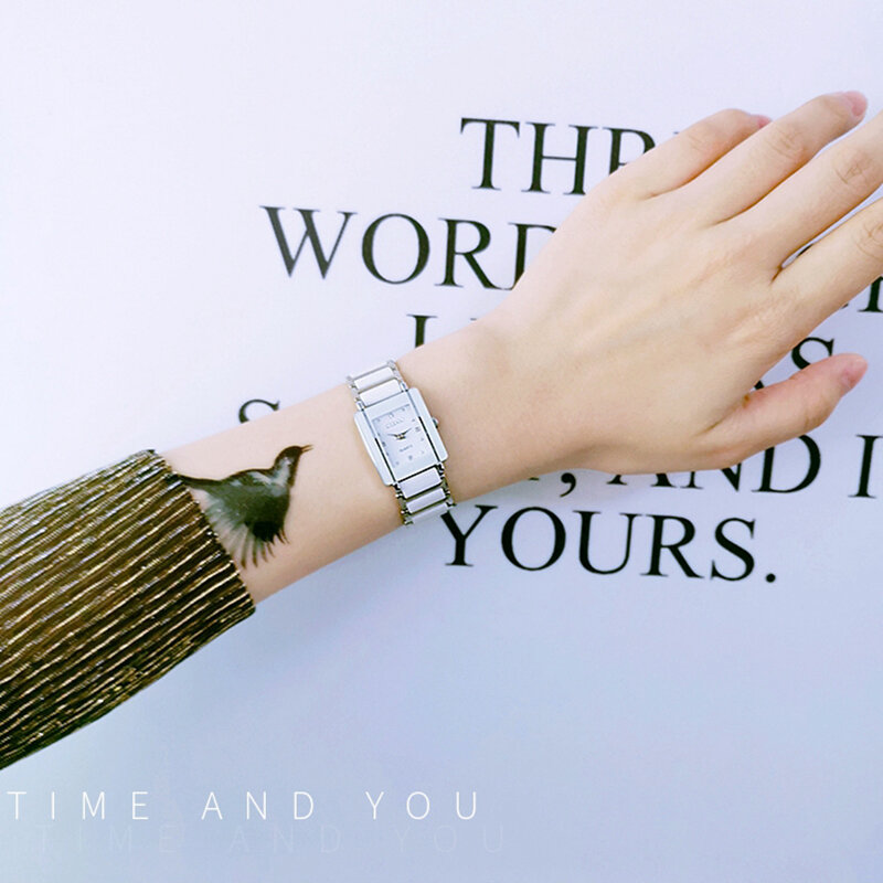 CHENXI 커플시계 여성용 남성 세라믹 유니크 팔찌 손목시계 패션 캐주얼 여성 사각시계 선물 사랑의 시계