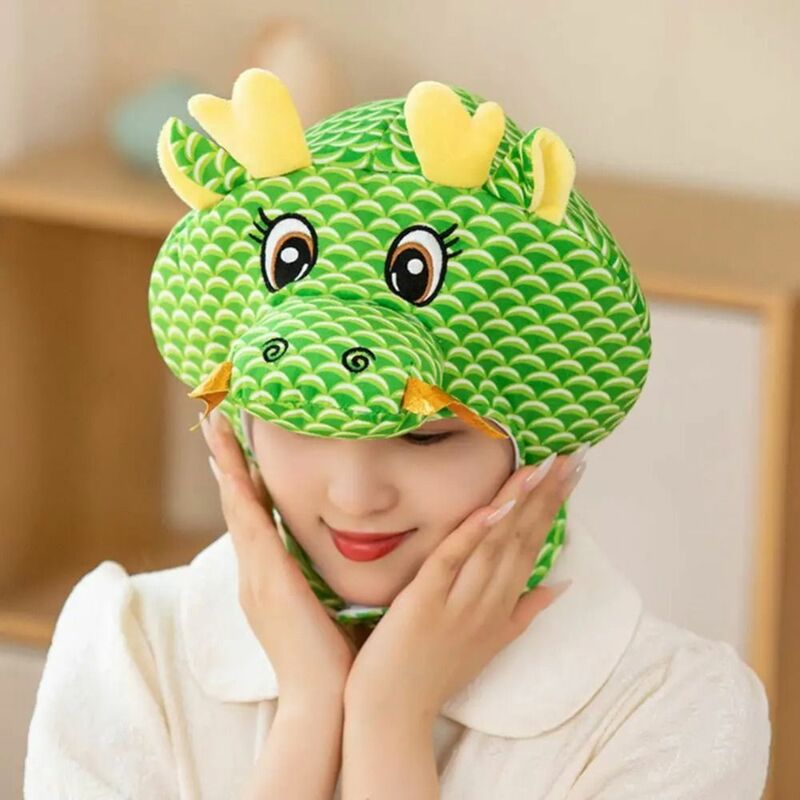 Mascot Dragon Cartoon Dragon Headgear 2024 Dragon Year Cartoon Dragon Chinese Style Hat 3D Fluffy Cartoon Dragon Plush Hat