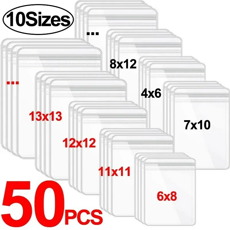 透明なPVCジュエリーボックス,10または50個の透明なコンパートメント,落下防止,ペンダント,ネックレス,ブレスレットの保管用