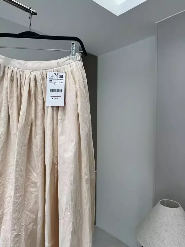 Falda plisada holgada de diseño drapeado para Mujer, falda retro de cintura alta con bolsillo lateral, ropa de primavera, 2024