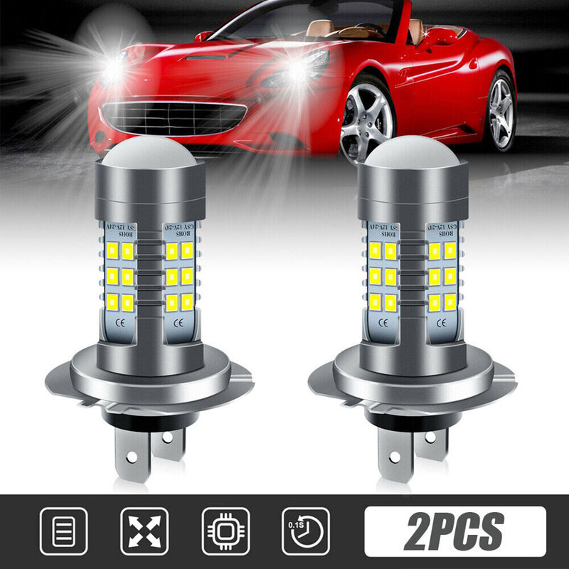 Impermeável LED Farol Kit Bulb, Branco Auto Farol, Sem Tensão, Alta Qualidade, H7, 8.5x4.0 cm, 12V, 2 Pcs