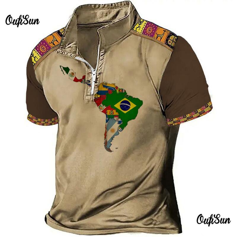 Koszulka Polo dla mężczyzn 3d nadruk mapy T-Shirt do golfa motocykl koszulka Polo lato szybkoschnąca odzież męska bluzki