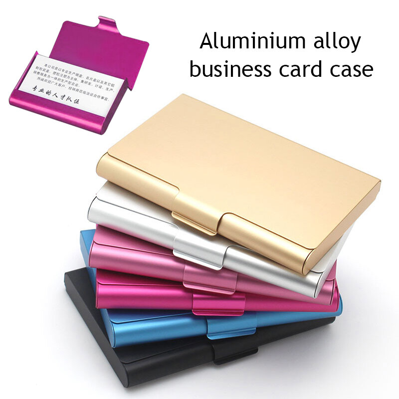 Spessore scatola di alluminio porta carte porta carte di credito porta carte di credito porta biglietti da visita portafoglio creativo in metallo con carta di colore solido