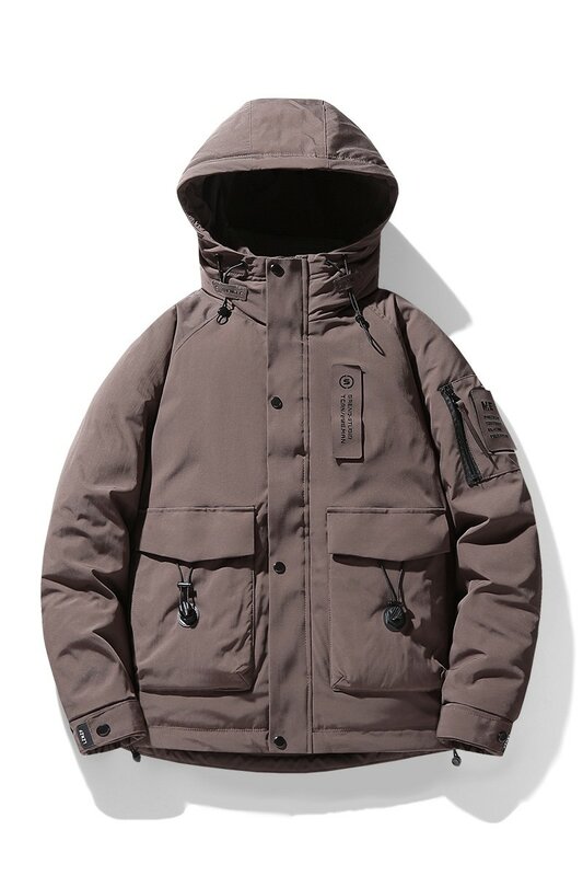 남성용 따뜻한 후드 화이트 덕 다운 재킷, 두꺼운 퍼퍼 재킷 코트, 남성 캐주얼, 고품질 오버코트, 보온 겨울 파카