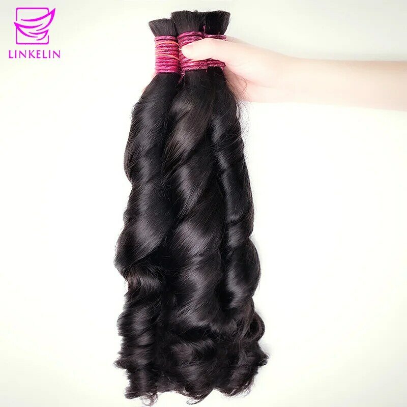 Peruano Loose Wave Hair Bulk para mulheres, cabelo humano molhado e ondulado, trança, sem tranças de trama, pacotes de extensões, grosso