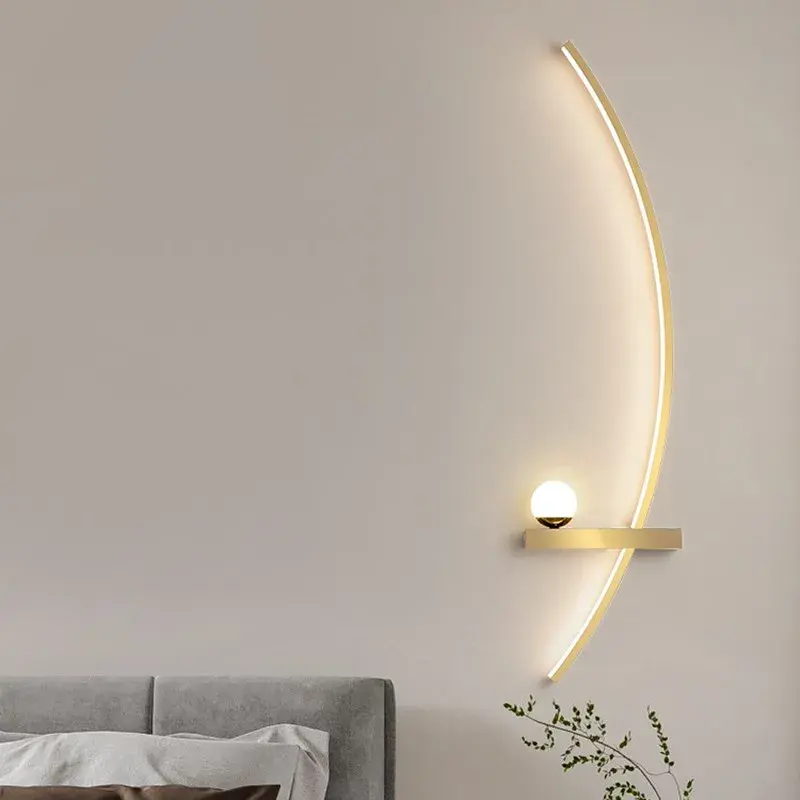 Modern LED Wall Lamp Simple Striped Wall Lamp Decor Bedroom Bedside Side Lamps Study Home Interior Lighting Gloss