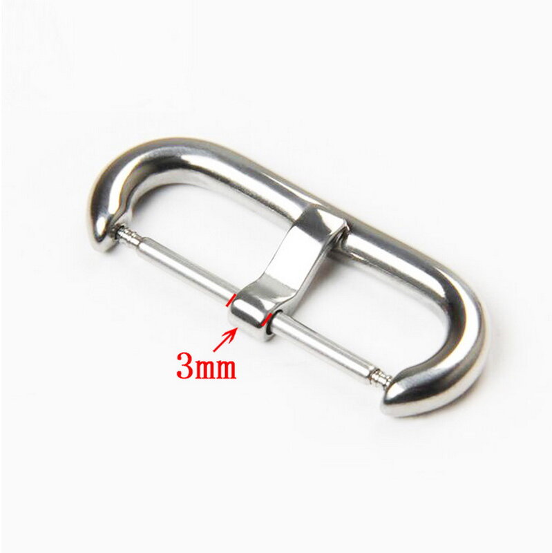 18mm 20mm 22mm Stainless Steel Metal Watch Band Buckle Round Clasp Silver For Rubber Leather Strap Bracelet 3mm Pins Accessories