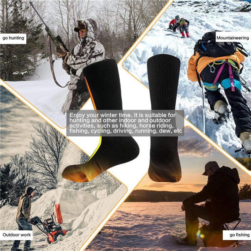 Kaus kaki pemanas elektrik untuk pria, kaus kaki termal elektrik dapat dicuci untuk bersepeda dan Ski