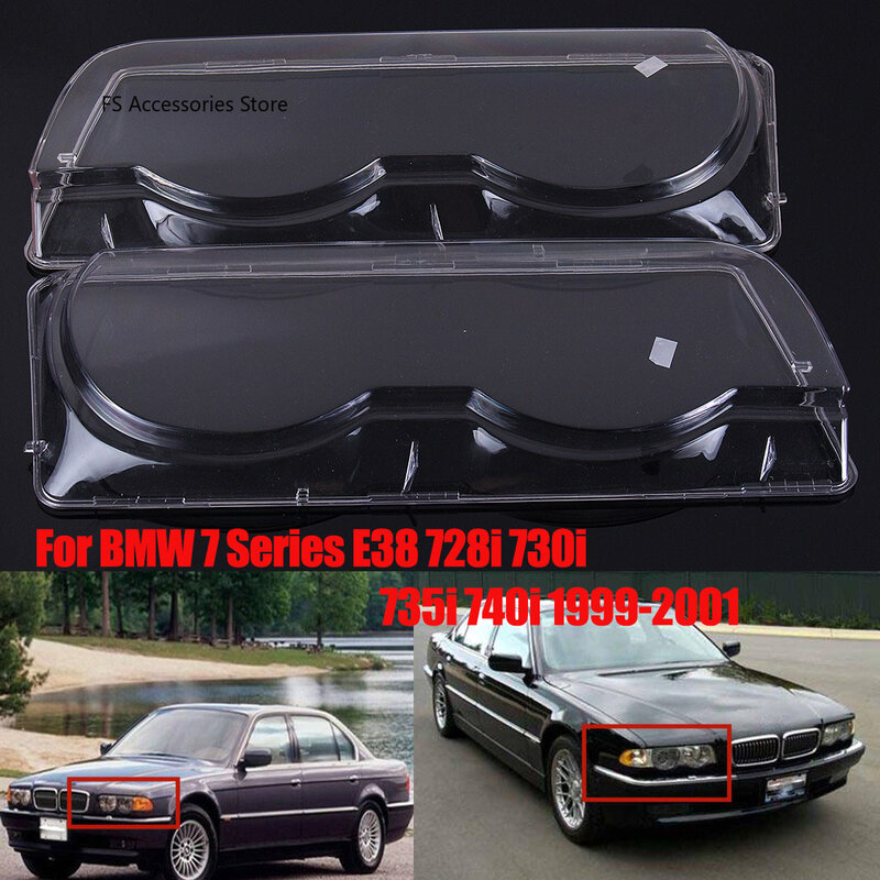 Front Left Right Headlight Clear Lens Cover Clear Headlamp Shell For BMW E38 728i 730i 735i 740i 1999 2000 2001 Headlight Cover