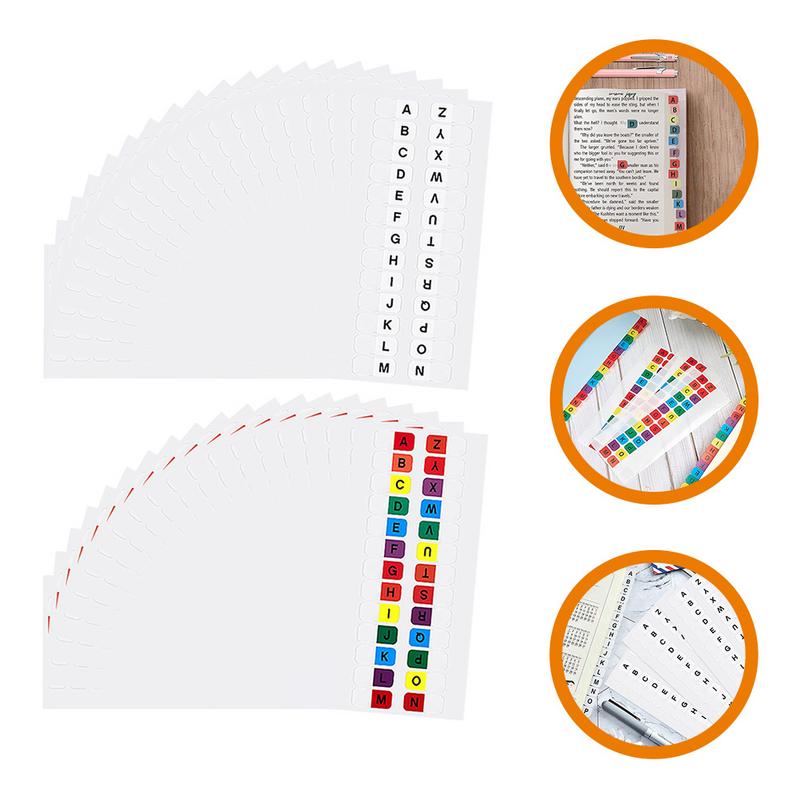 Sticky Alphabet Page Markers, Página Tags, guias adesivas, Bloco de notas, 30 folhas