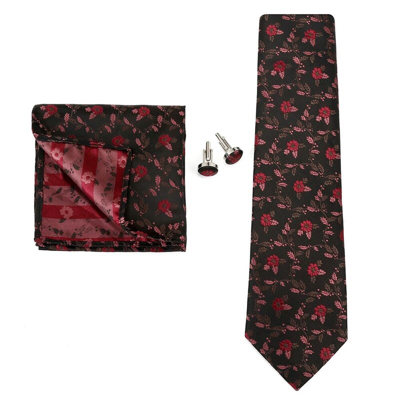 Комплект из 4-х предметов мужской, жаккардовый плетеный галстук, квадратное полотенце, запонки, блузка, модные дизайнерские аксессуары, подарок