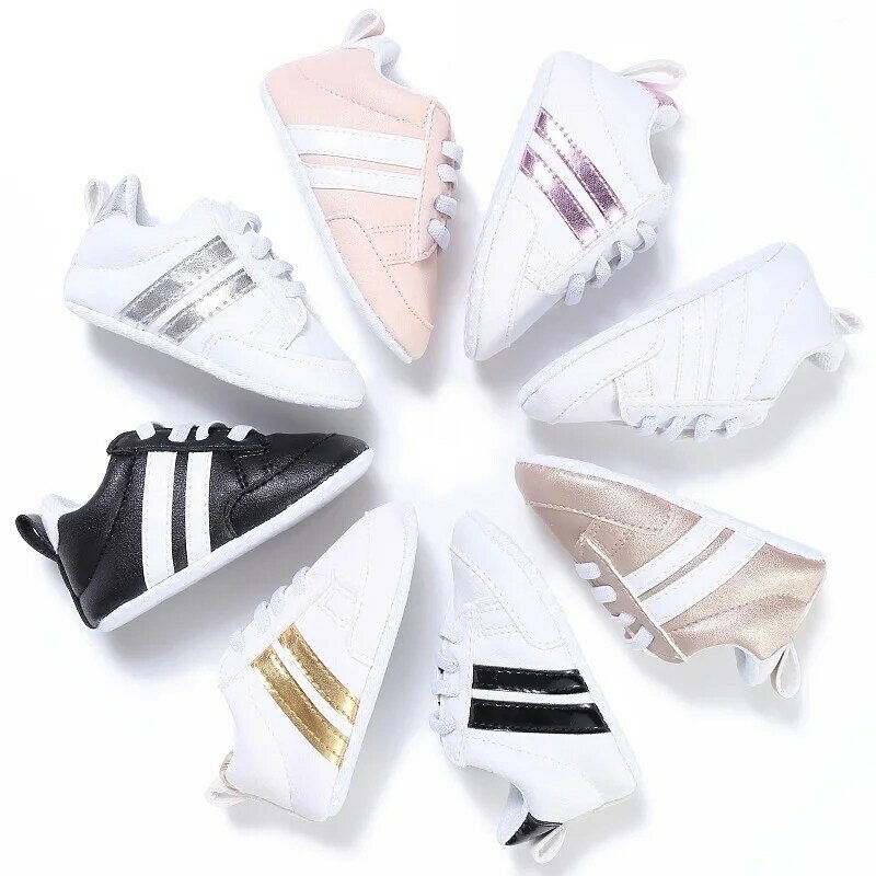 Newborn Baby Shoes Boy Girl Classical Sport Soft Sole PU Leather Multi-Color First Walker Crib Moccasins Casual Sneakers Shoes