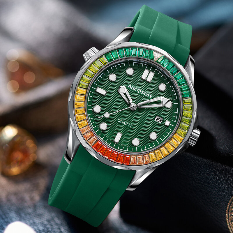 AOCASDIY-reloj de pulsera deportivo para hombre, cronógrafo de cuarzo, resistente al agua, luminoso, con calendario, para negocios y ocio