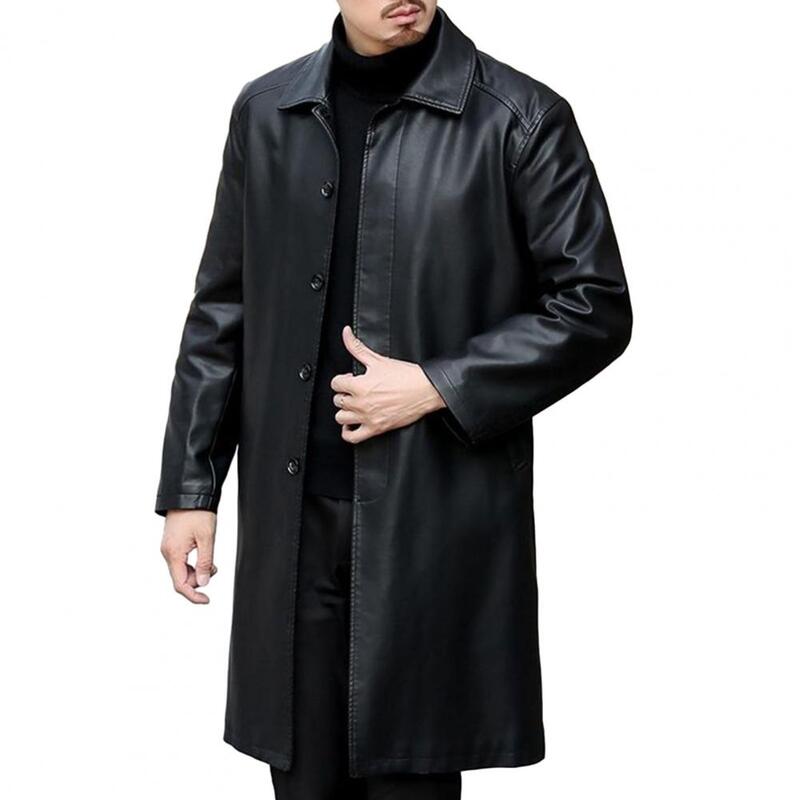 Мужская куртка с косыми карманами, Стильная мужская кожаная куртка на флисовой подкладке, с карманами, для осени и зимы