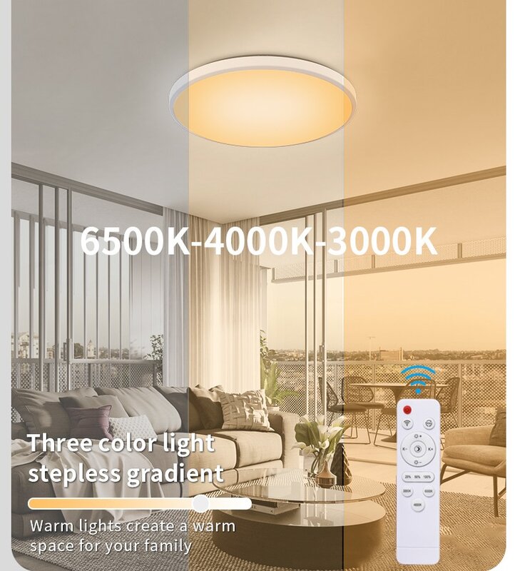 Plafonnier LED RVB 24W avec Télécommande RF pour Décoration d'Nik, Luminaire Décoratif de Plafond, Idéal pour un Salon ou une Chambre à Coucher