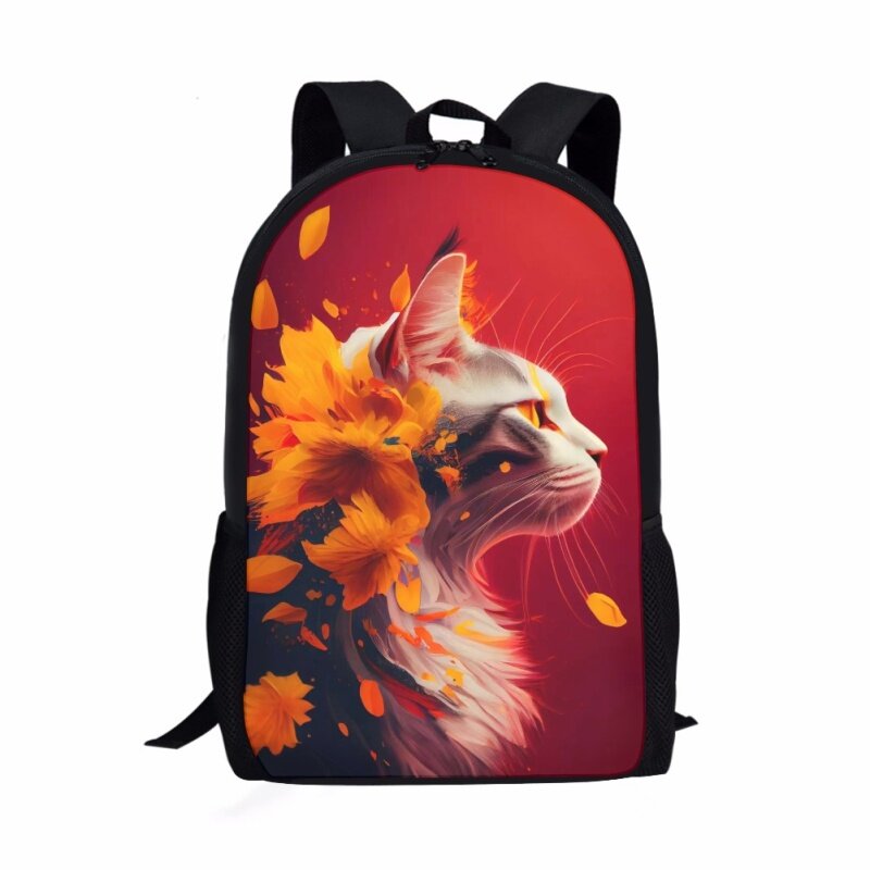 패셔너블한 얼룩 고양이 프린트 패턴 학교 가방, 어린이 배낭 청소년용 캐주얼 책 가방, 대용량 배낭