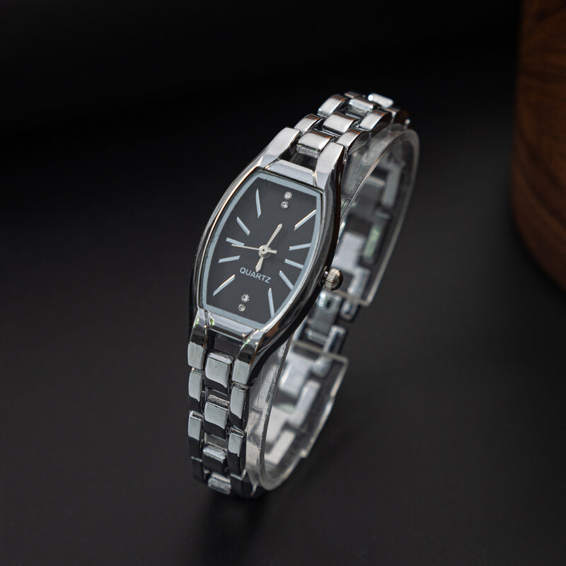 Часы наручные женские кварцевые, простые прямоугольные элегантные с тонким ремешком из нержавеющей стали, с бриллиантами