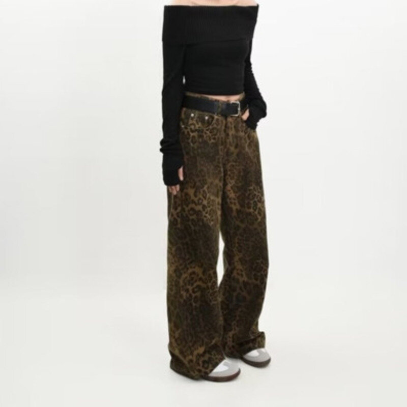 Женские джинсы с завышенной талией, Свободные повседневные штаны в американском стиле ретро, 2024