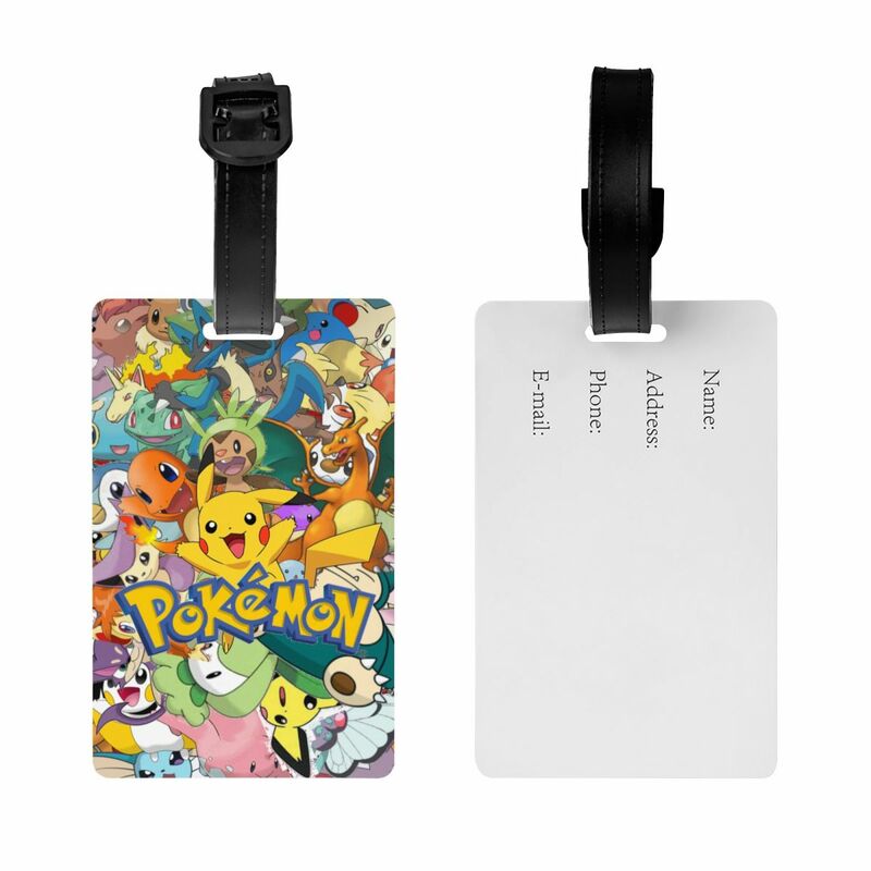 Étiquette de bagage Pokemon Pikachu personnalisée, étiquettes de bagage mignonnes pour valises, couverture de confidentialité, étiquette d'identification