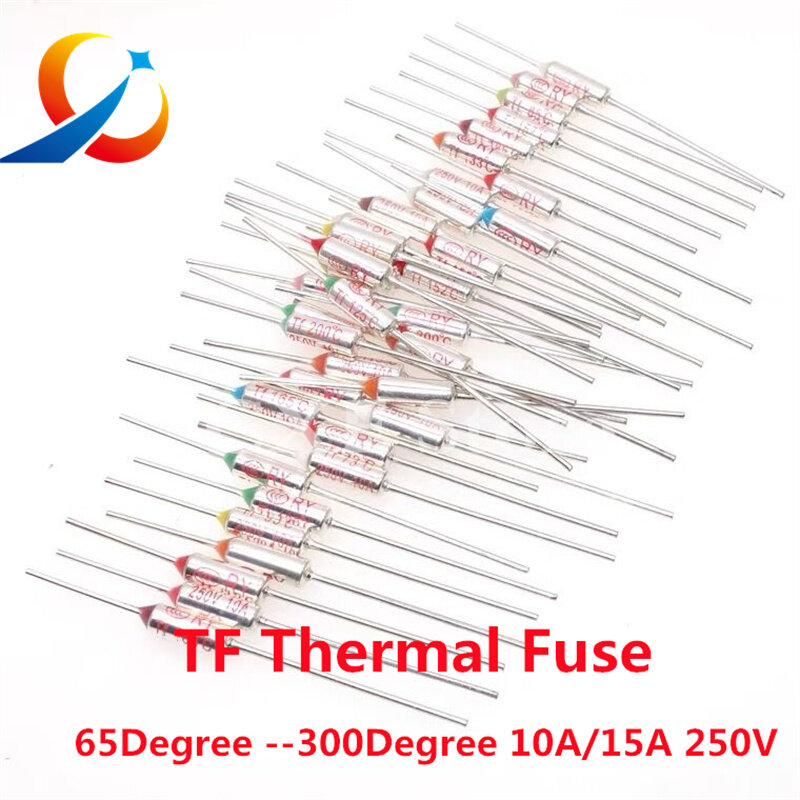 Interruptor térmico do termostato do fusível do TF, controle de temperatura, RY, RY, RY, 10A, 15A, 250V, 120, 121, 142, 155, 165, 172, 216, 220, 240, 280 ℃, grau, 10 PCes