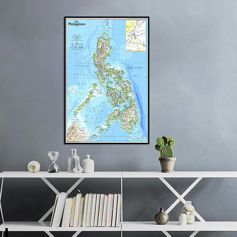 Карта Филиппин 59*84 см, версия 1986 года, АДМИНИСТРАТИВНАЯ КАРТА на английском языке, настенный плакат без рамы и печать, украшение для дома