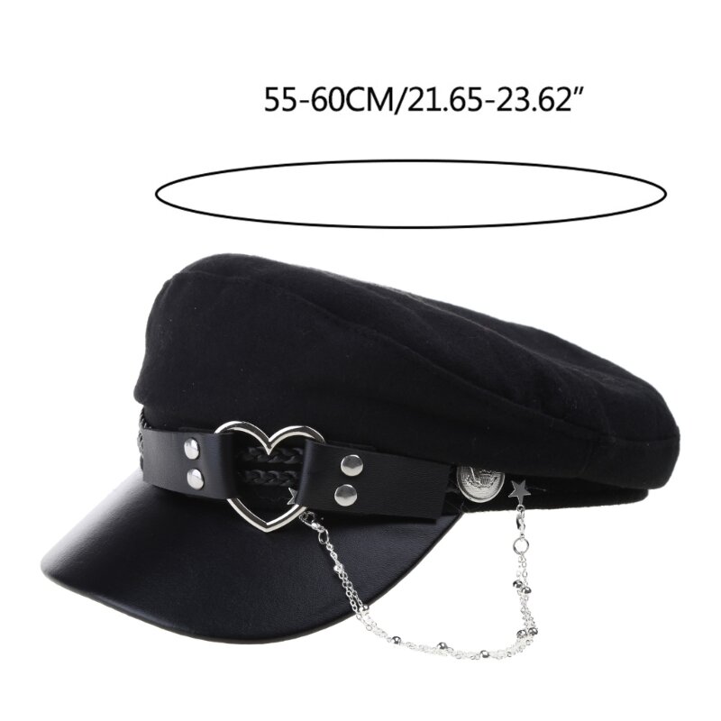 Lolita-Girl kapelusz imprezowy filcowe berety Y2K Steampunk ośmiokątny kapelusz dla nastolatków dziewczyna kobiety odzież