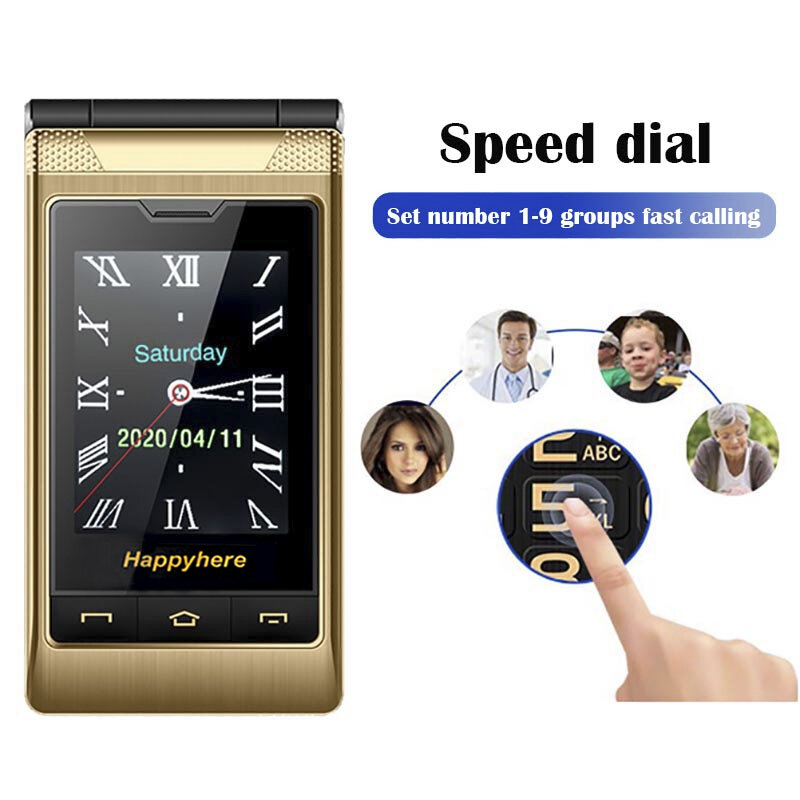 Раскладные сотовые телефоны Happyhere F7, разблокированный экран 2,8 дюйма, сотовый телефон с скоростным набором, SOS, FM-радио, дешевая кнопка для пожилых людей