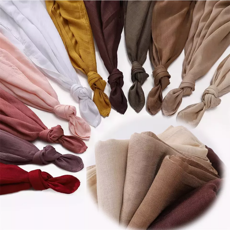 Niestandardowe lekkie podwójne szwy wykończenia wiskoza Rayon szal bawełna wiskoza hidżab muzułmanki moda szal szal