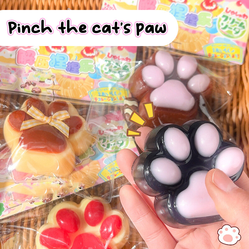 HOT Cat Paw Mochi Taba Squishy Fidget Toy Cute Plush Cat Paw Silicone Slow Rebound Pinch Decompression Toy Stress Release Vent T