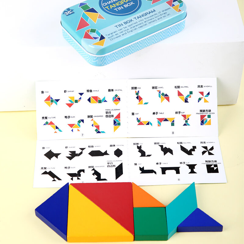 Boa Qualidade Crianças 3D Puzzle Jigsaw Tangram Pensando Treinamento Jogo Baby Montessori Aprendizagem Educacional Brinquedos De Madeira para Crianças