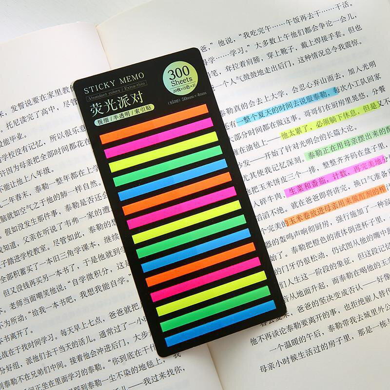 다채로운 실용적인 인덱스 스티커 노트, 얇은 태그 메모 책갈피 스티커 라벨, 사무실 학생 책 읽기 마킹, 300 시트