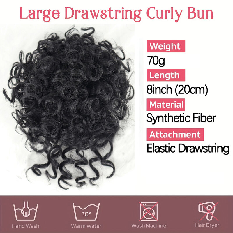 AZQUEEN Messy Curly Bun Hair Extension Synthetic Black Brown Wave Drawstring Chignon Suitable for Women's Daily Wig Hair Piece