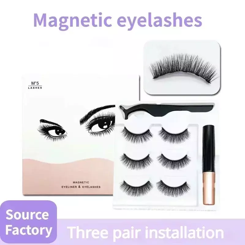New 3D Magnetic Eyelashes Makeup Magnetic Lashes Eyeliner Tweezers Set Natural False Lashes Short Faux Cils Eyeliner Eyelash