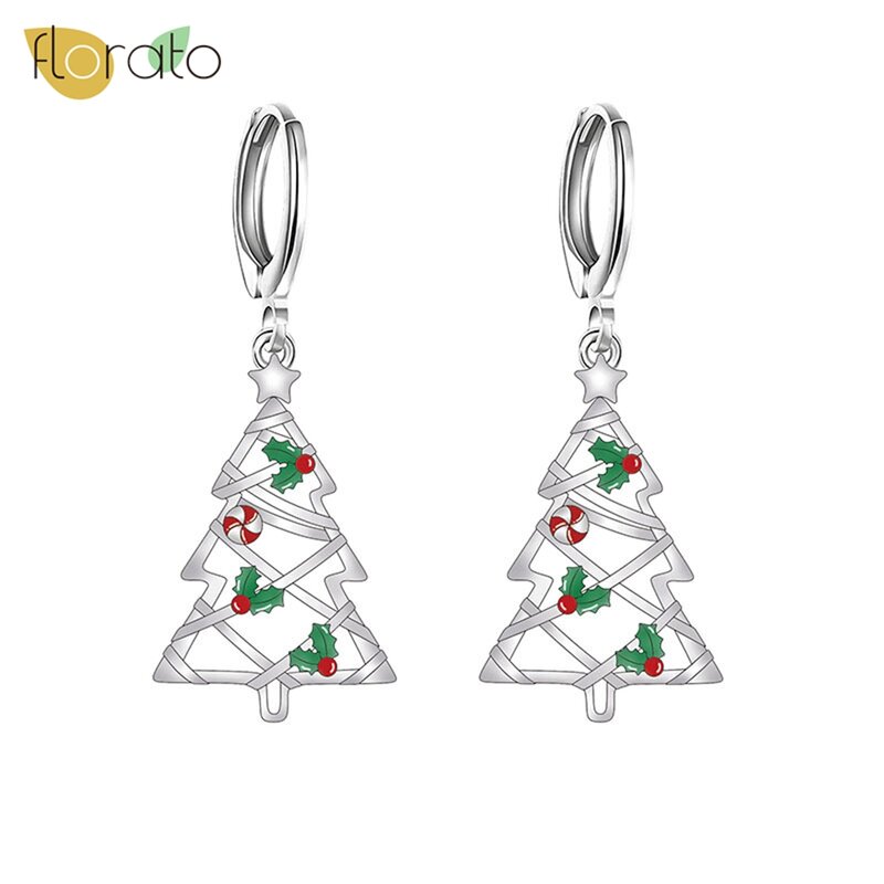 925 Sterling Silver jarum telinga kelas tinggi warna sederhana zirkon Natal kepingan salju anting pohon Natal untuk wanita butik
