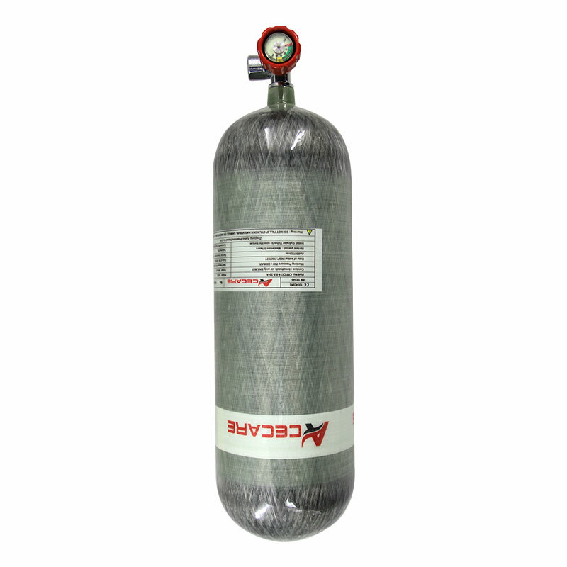 Acecare 9L 300Bar CE Scuba คาร์บอนสูบ hPa 4500Psi วาล์วถังอากาศและสถานียื่น M18 * 1.5ความปลอดภัยจากอัคคีภัยและดำน้ำ