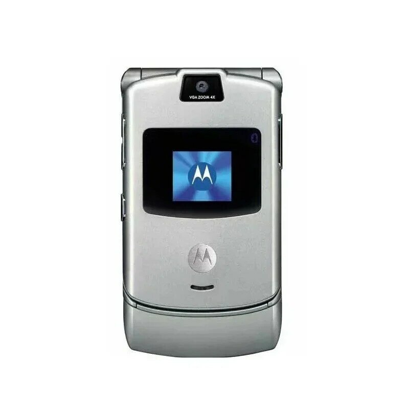 Motorola RAZR V3โทรศัพท์มือถือบลูทูธแบบฝาพับปลดล็อคที่ปรับปรุงใหม่โทรศัพท์มือถือ GSM 1.23 MP กล้อง850/900/1800/1900