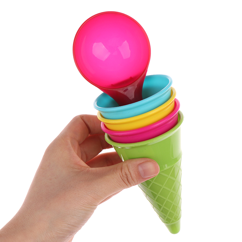 Juego educativo de playa y arena para niños, set de 5 piezas de cono de helado, juego de verano, regalo, 15x6,5 cm