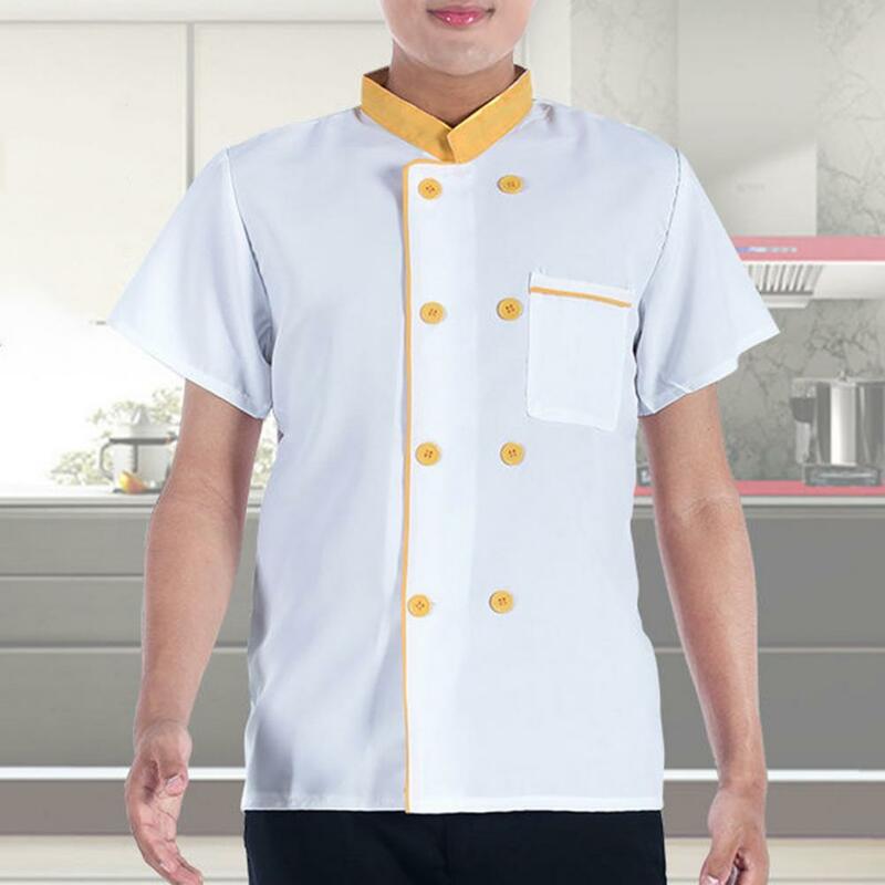 Chef Clothes Breathable Stain-resistant Chef Uniform for Kitchen Bakery Restaurant Double-breasted Short for Cooks for Canteen