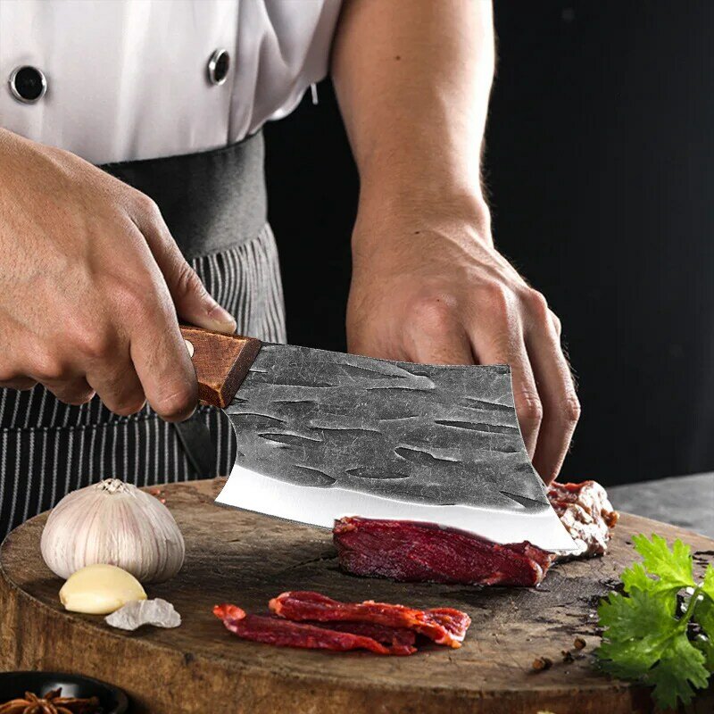Pisau dapur Kecil baja tahan karat, pisau pemotong daging sayuran dengan pegangan kayu